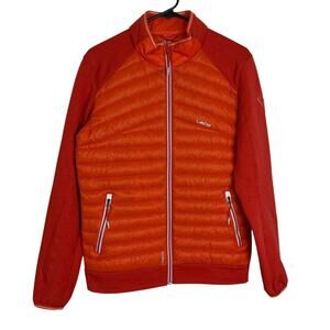 Wed'ze Decathlon Puffer Jacket Womens Medium Orange Full Zip Outdoors Down 670
